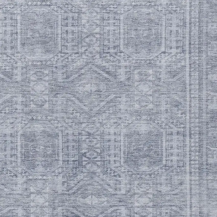 Sky Blue And Silver Geometric Washable Indoor Outdoor Area Rug Photo 3