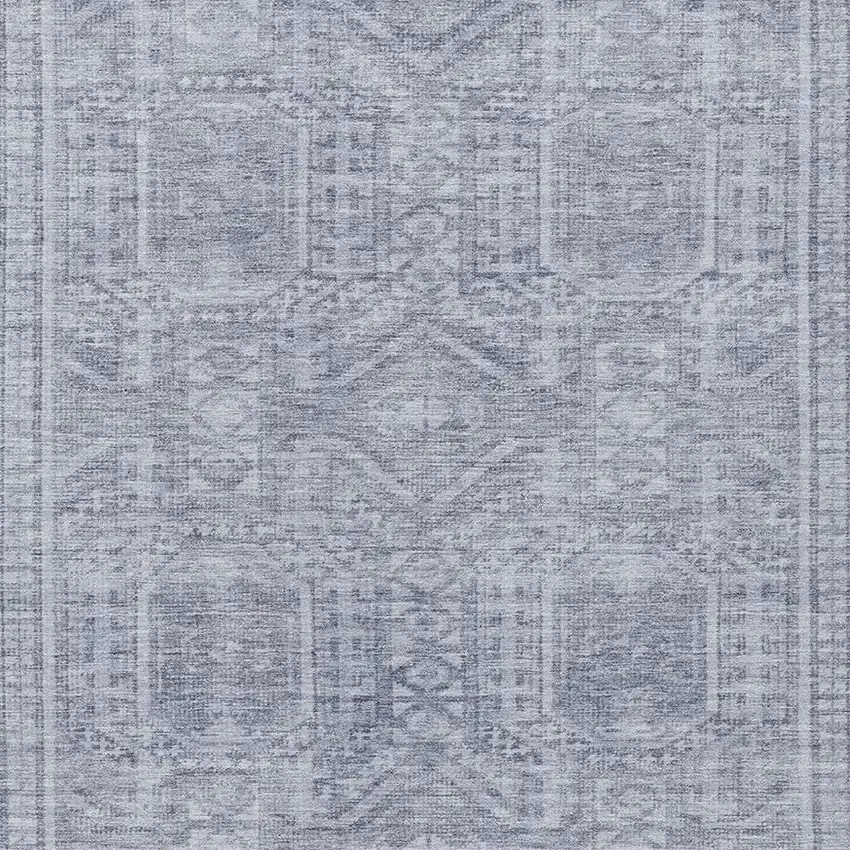 Sky Blue And Silver Geometric Washable Indoor Outdoor Area Rug Photo 3