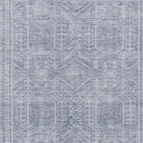 Sky Blue And Silver Geometric Washable Indoor Outdoor Area Rug Photo 4