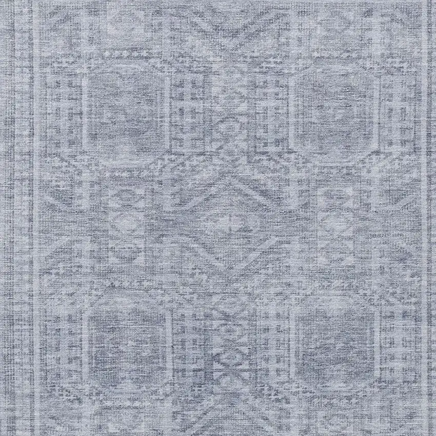 Sky Blue And Silver Geometric Washable Indoor Outdoor Area Rug Photo 4