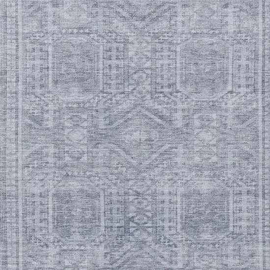 Sky Blue And Silver Geometric Washable Indoor Outdoor Area Rug Photo 6