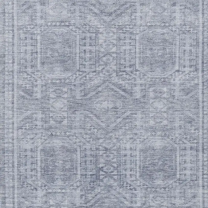 Sky Blue And Silver Geometric Washable Indoor Outdoor Area Rug Photo 6