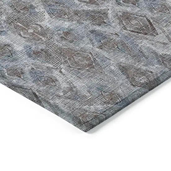 Sky Blue And Silver Geometric Washable Indoor Outdoor Area Rug Photo 5