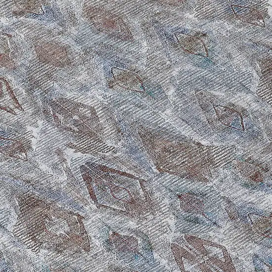Sky Blue And Silver Geometric Washable Indoor Outdoor Area Rug Photo 6