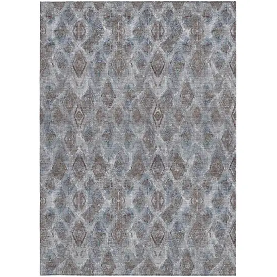 Sky Blue And Silver Geometric Washable Indoor Outdoor Area Rug Photo 7
