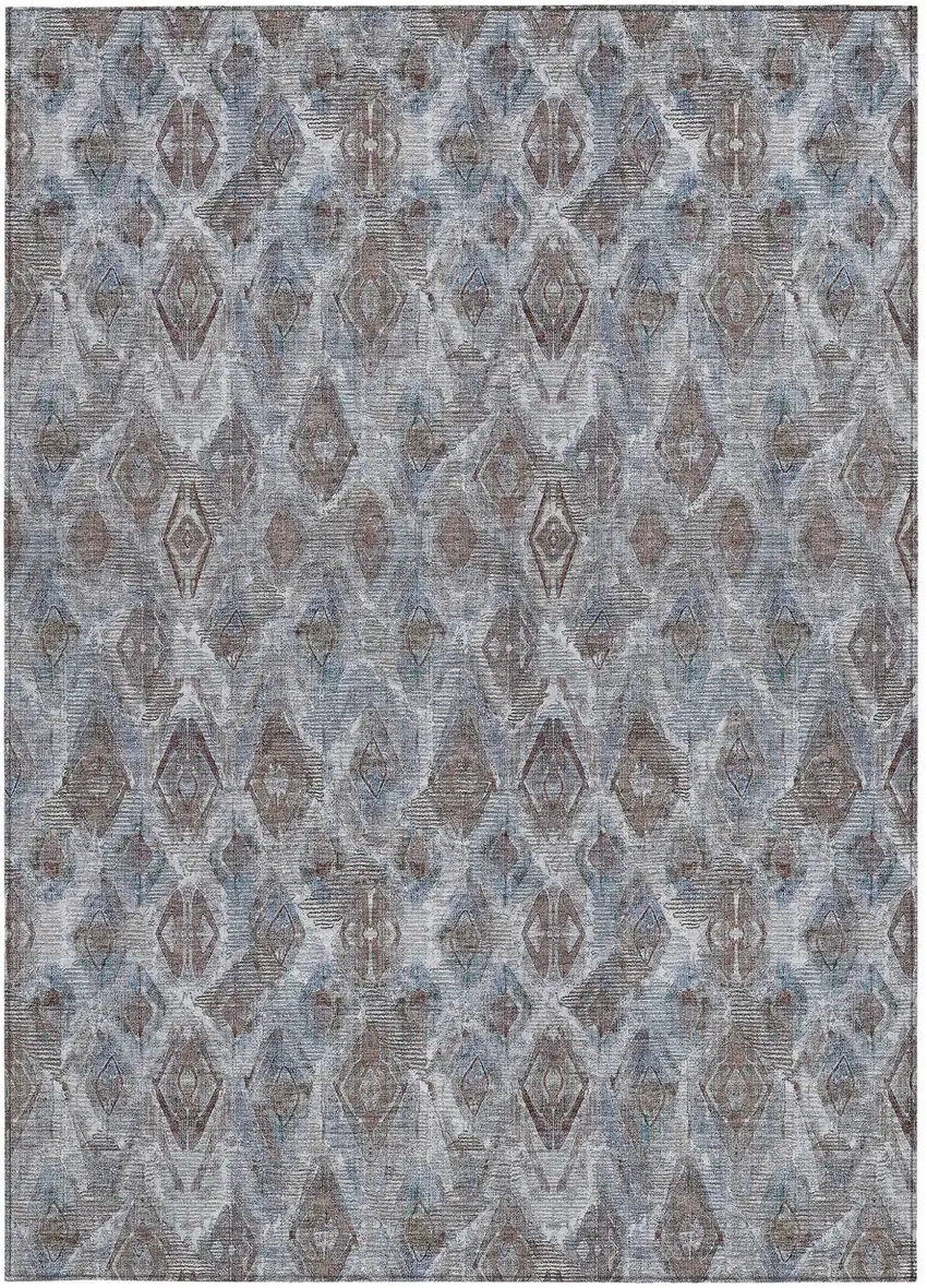 Sky Blue And Silver Geometric Washable Indoor Outdoor Area Rug Photo 7