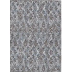 Photo of Sky Blue And Silver Geometric Washable Indoor Outdoor Area Rug