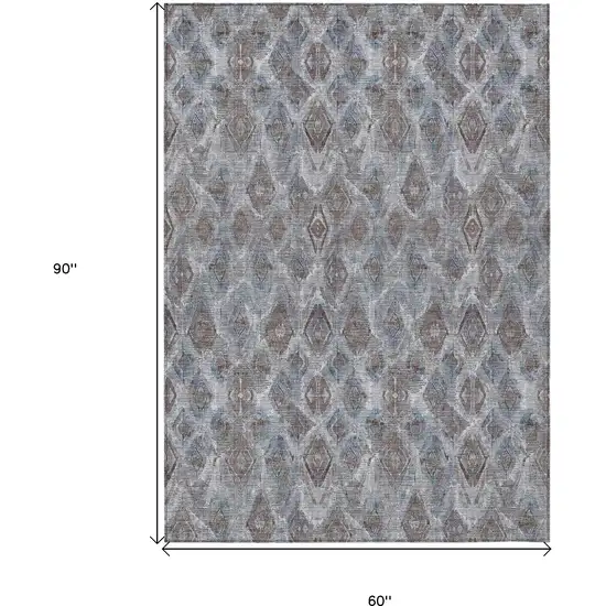 Sky Blue And Silver Geometric Washable Indoor Outdoor Area Rug Photo 3