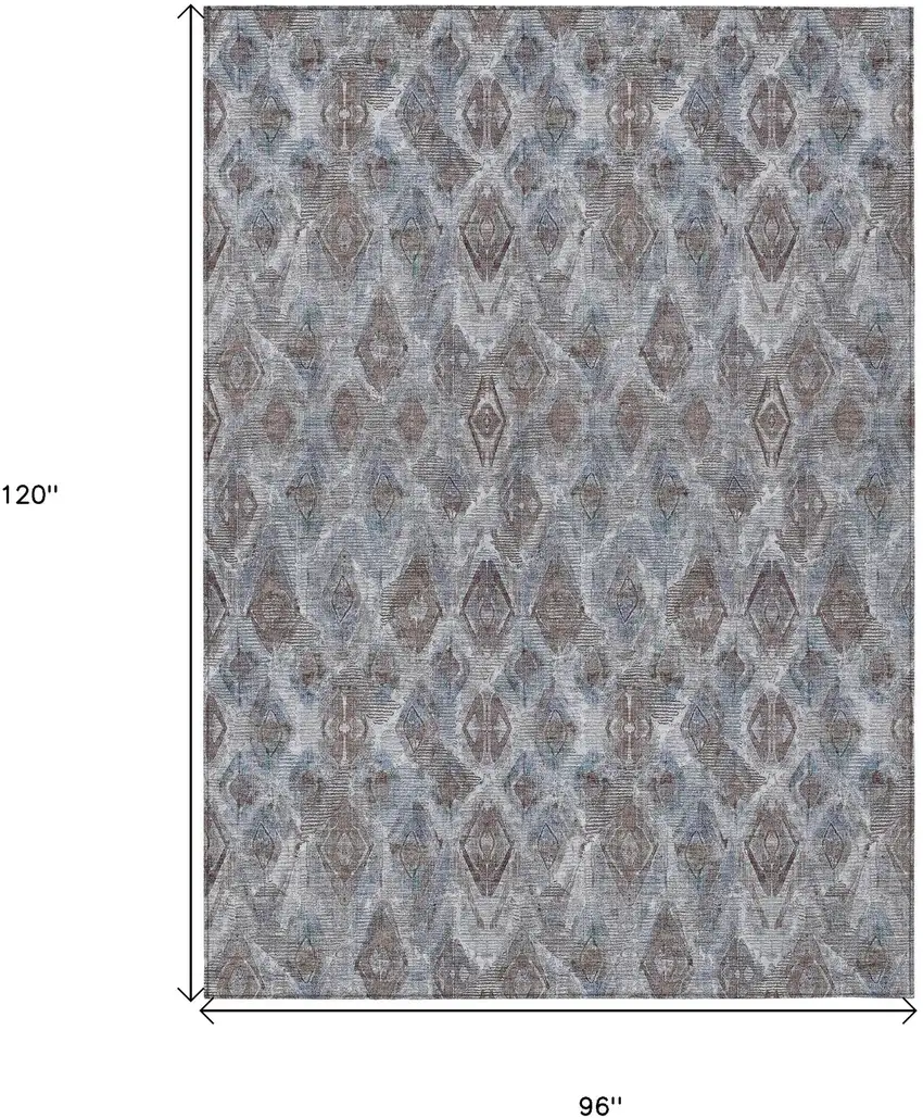 Sky Blue And Silver Geometric Washable Indoor Outdoor Area Rug Photo 3