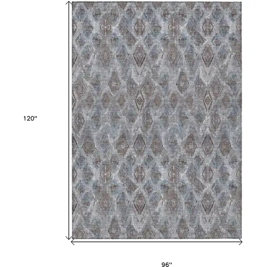 Sky Blue And Silver Geometric Washable Indoor Outdoor Area Rug Photo 3