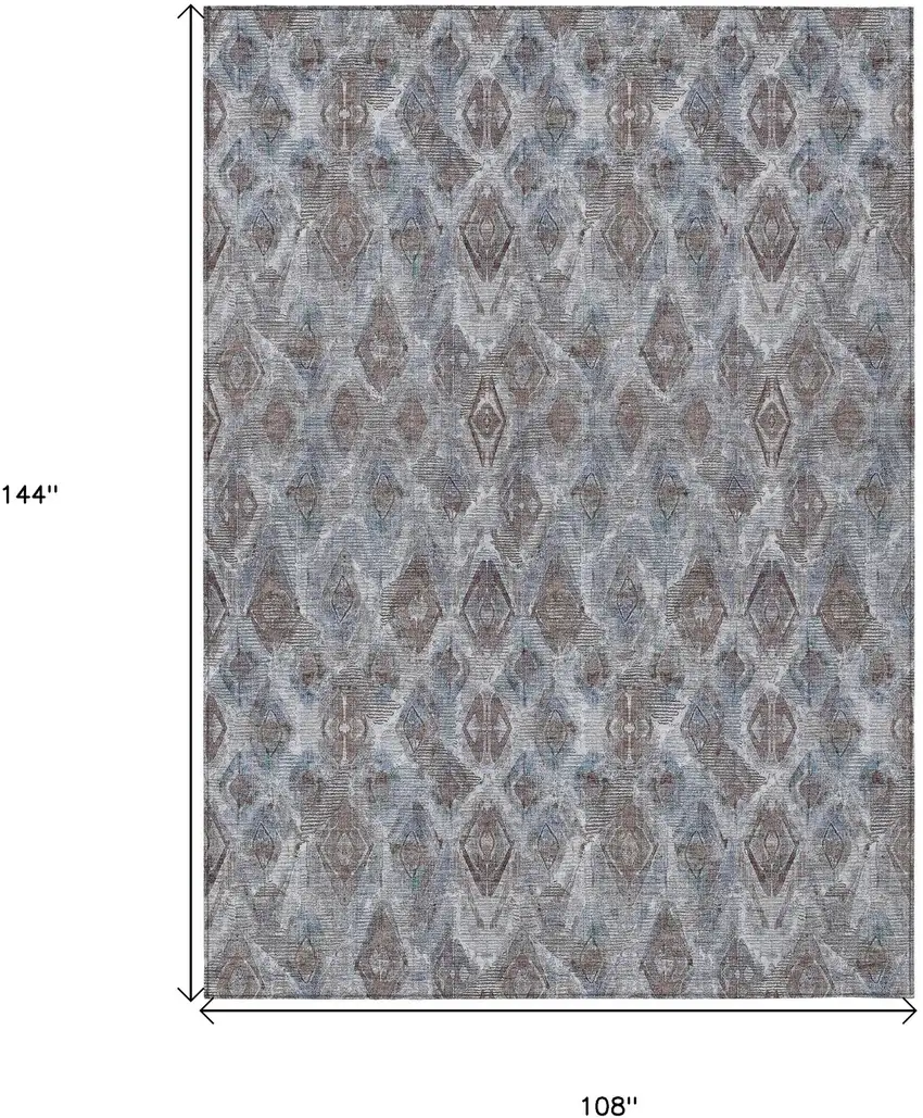 Sky Blue And Silver Geometric Washable Indoor Outdoor Area Rug Photo 3