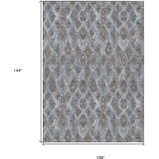 Sky Blue And Silver Geometric Washable Indoor Outdoor Area Rug Photo 3