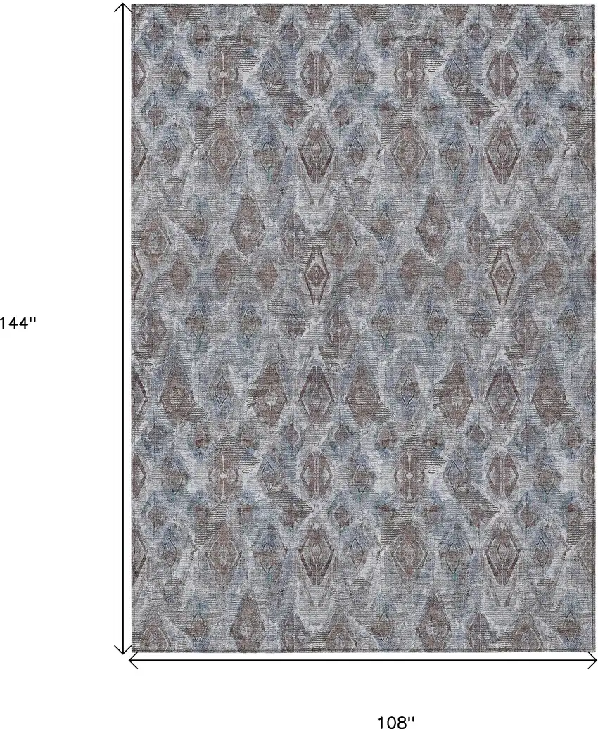 Sky Blue And Silver Geometric Washable Indoor Outdoor Area Rug Photo 3