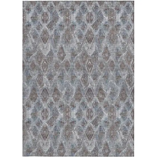 Sky Blue And Silver Geometric Washable Indoor Outdoor Area Rug Photo 7