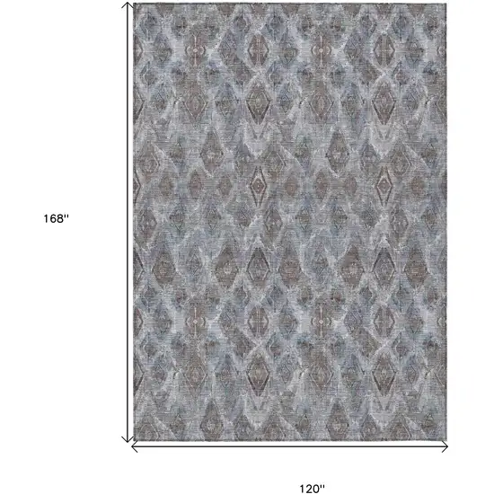 Sky Blue And Silver Geometric Washable Indoor Outdoor Area Rug Photo 3