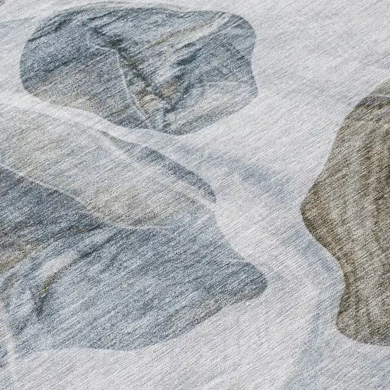 Sky Blue And Taupe Abstract Washable Indoor Outdoor Area Rug Photo 1