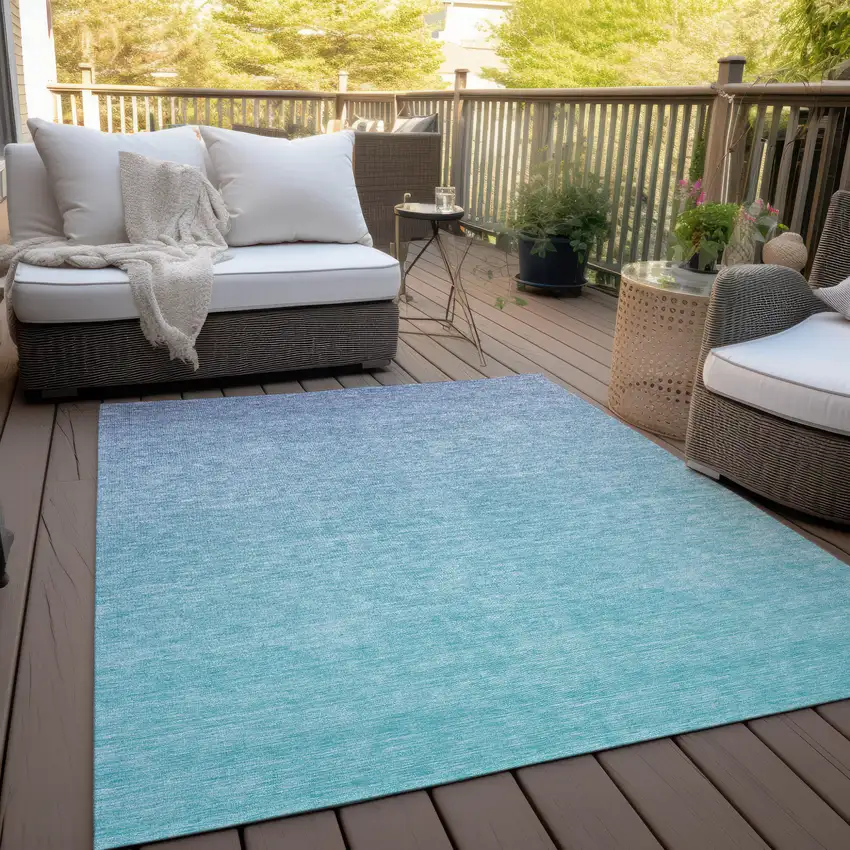Sky Blue And Teal Blue Ombre Washable Indoor Outdoor Area Rug Photo 9