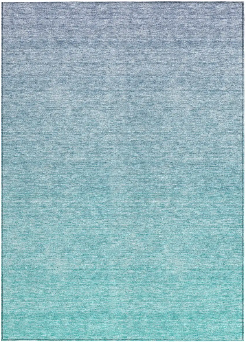 Sky Blue And Teal Blue Ombre Washable Indoor Outdoor Area Rug Photo 6