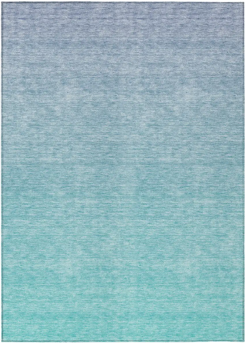 Sky Blue And Teal Blue Ombre Washable Indoor Outdoor Area Rug Photo 2