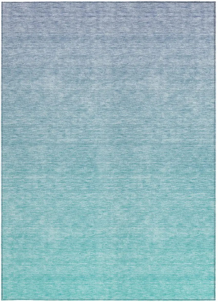 Sky Blue And Teal Blue Ombre Washable Indoor Outdoor Area Rug Photo 6