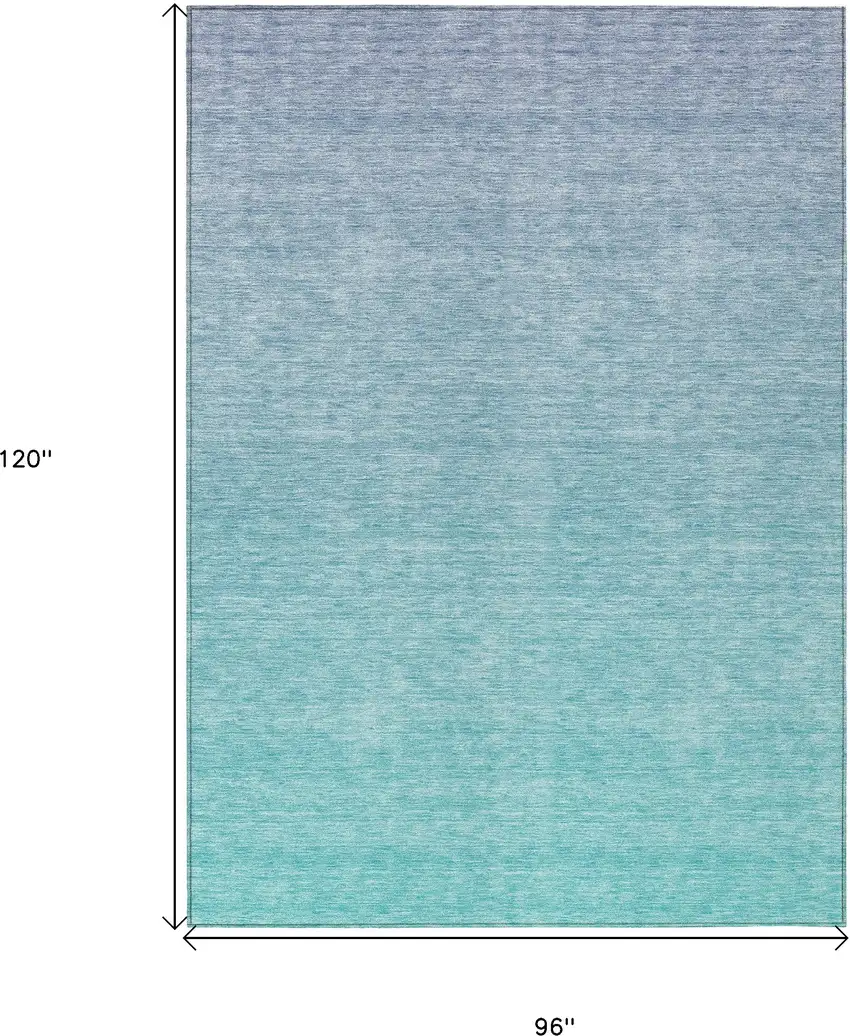 Sky Blue And Teal Blue Ombre Washable Indoor Outdoor Area Rug Photo 3
