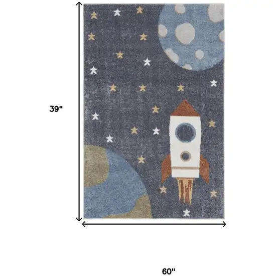 Sky Blue Beige And Brown Geometric Area Rug Photo 3