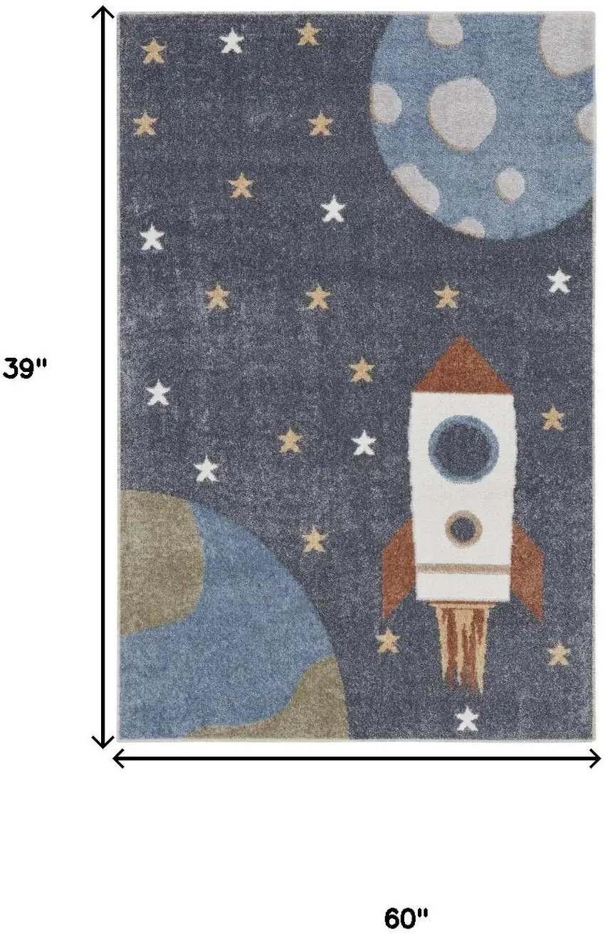 Sky Blue Beige And Brown Geometric Area Rug Photo 3