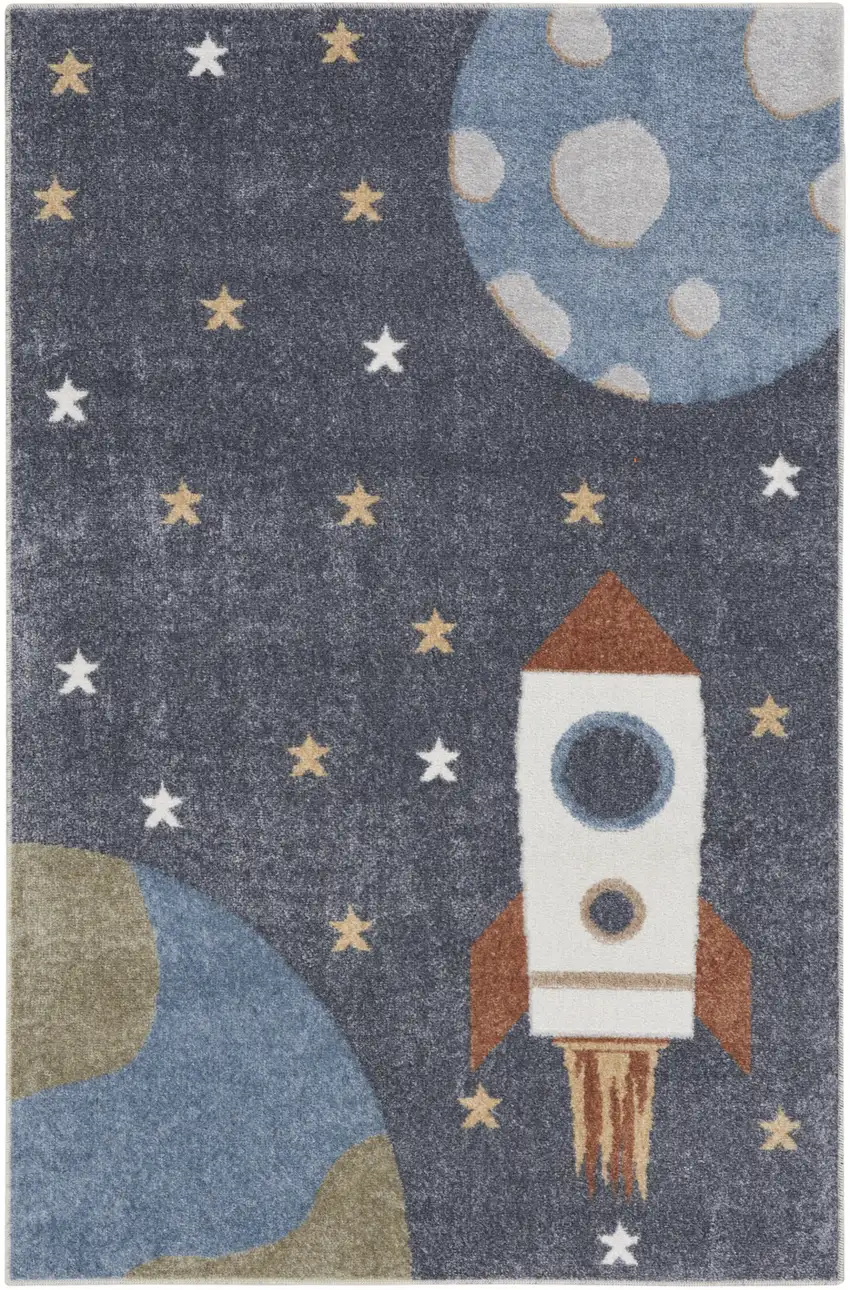 Sky Blue Beige And Brown Geometric Area Rug Photo 7