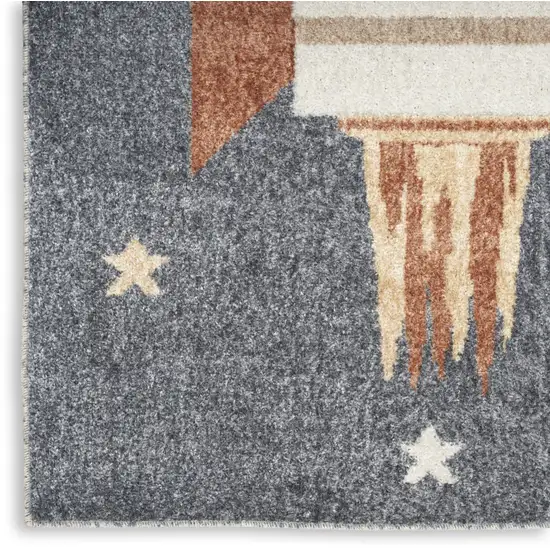 Sky Blue Beige And Brown Geometric Area Rug Photo 8