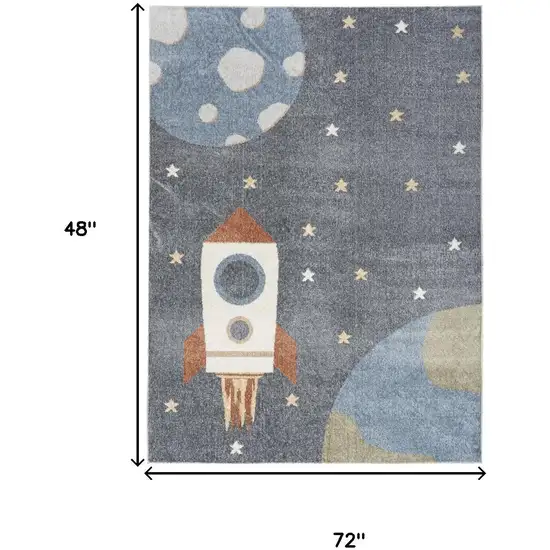 Sky Blue Beige And Brown Geometric Area Rug Photo 3