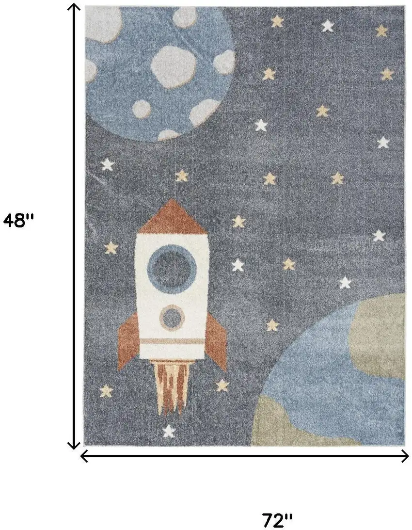 Sky Blue Beige And Brown Geometric Area Rug Photo 3