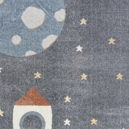 Sky Blue Beige And Brown Geometric Area Rug Photo 4