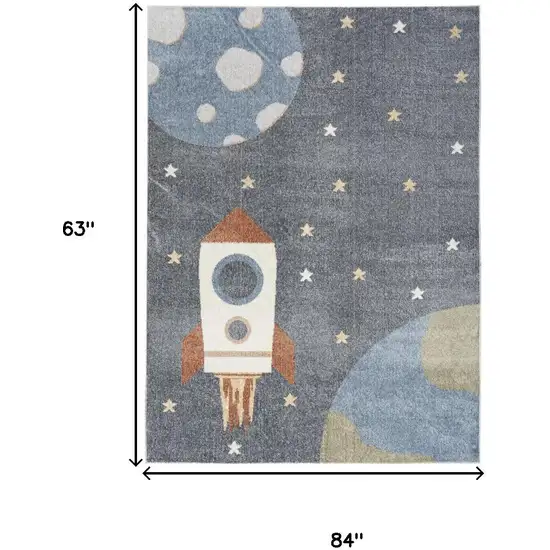 Sky Blue Beige And Brown Geometric Area Rug Photo 3