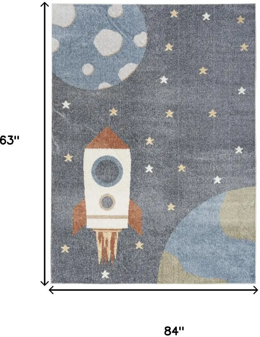 Sky Blue Beige And Brown Geometric Area Rug Photo 3