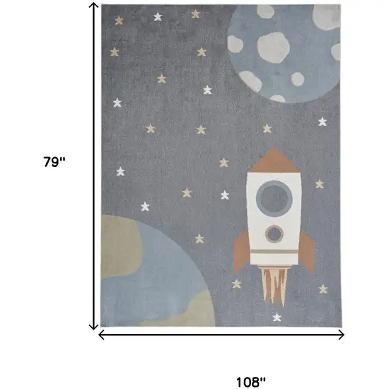 Sky Blue Beige And Brown Geometric Area Rug Photo 3