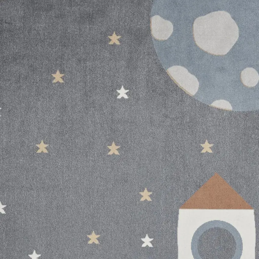 Sky Blue Beige And Brown Geometric Area Rug Photo 4