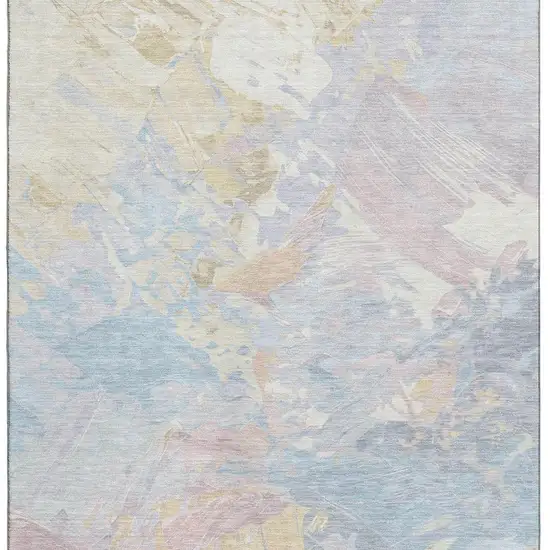 Sky Blue Beige And Mauve Abstract Washable Area Rug With UV Protection Photo 4