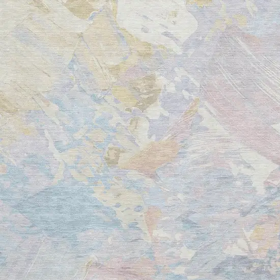 Sky Blue Beige And Mauve Abstract Washable Area Rug With UV Protection Photo 2