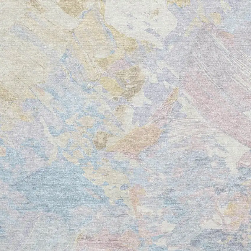Sky Blue Beige And Mauve Abstract Washable Area Rug With UV Protection Photo 2