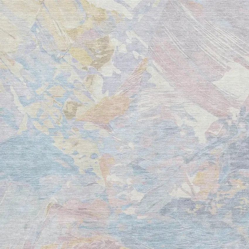 Sky Blue Beige And Mauve Abstract Washable Area Rug With UV Protection Photo 2
