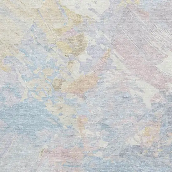 Sky Blue Beige And Mauve Abstract Washable Area Rug With UV Protection Photo 2