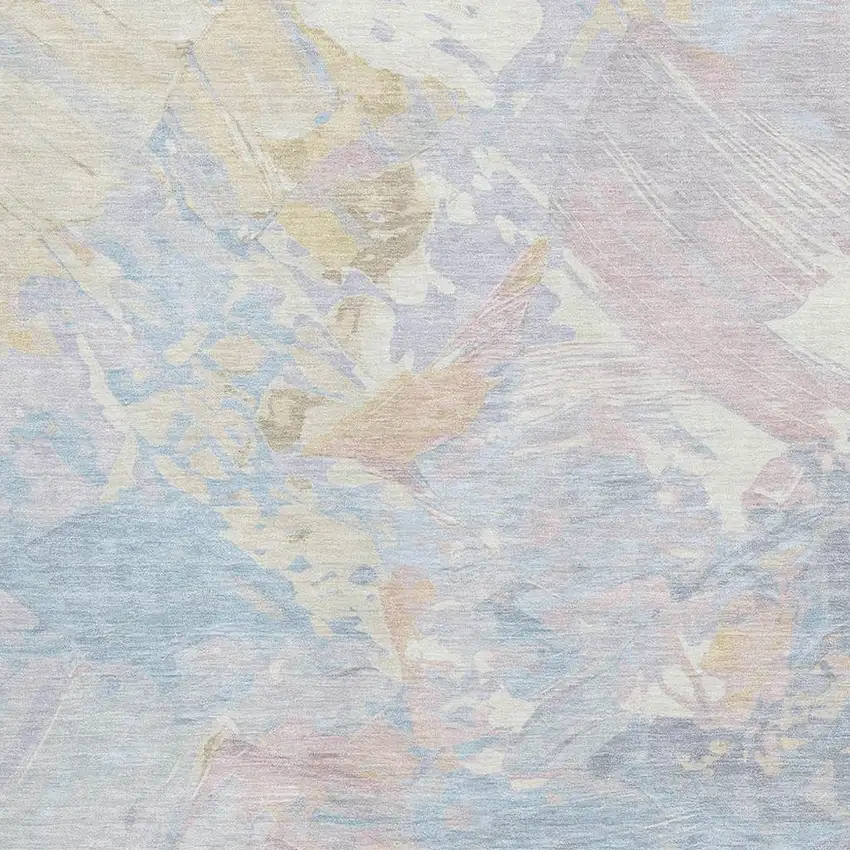 Sky Blue Beige And Mauve Abstract Washable Area Rug With UV Protection Photo 2