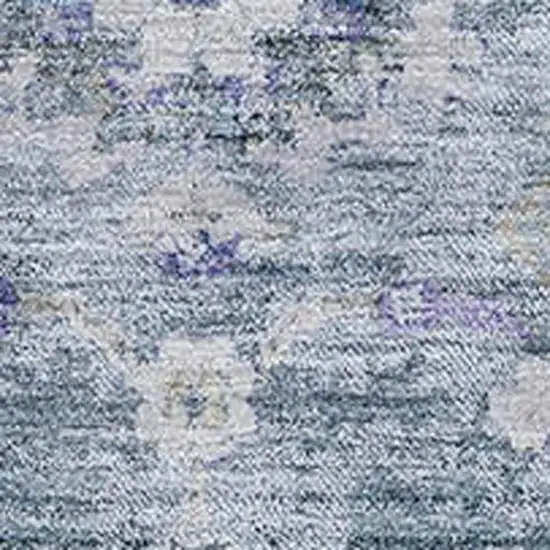 Sky Blue Beige And Purple Floral Washable Area Rug With UV Protection Photo 3