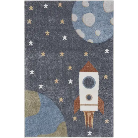 Sky Blue Black And Tan Area Rug Photo 8