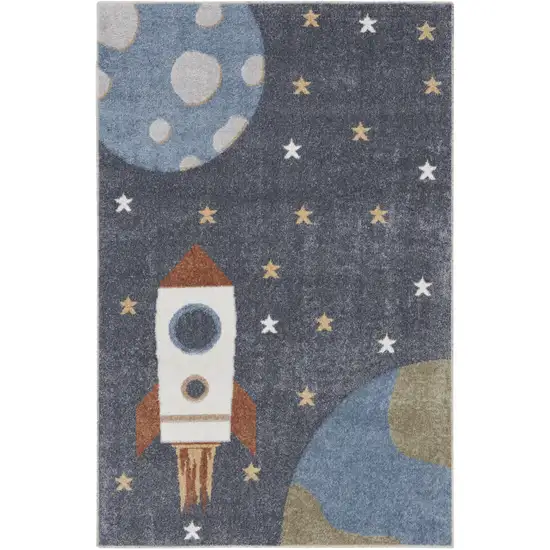 Sky Blue Black And Tan Area Rug Photo 9