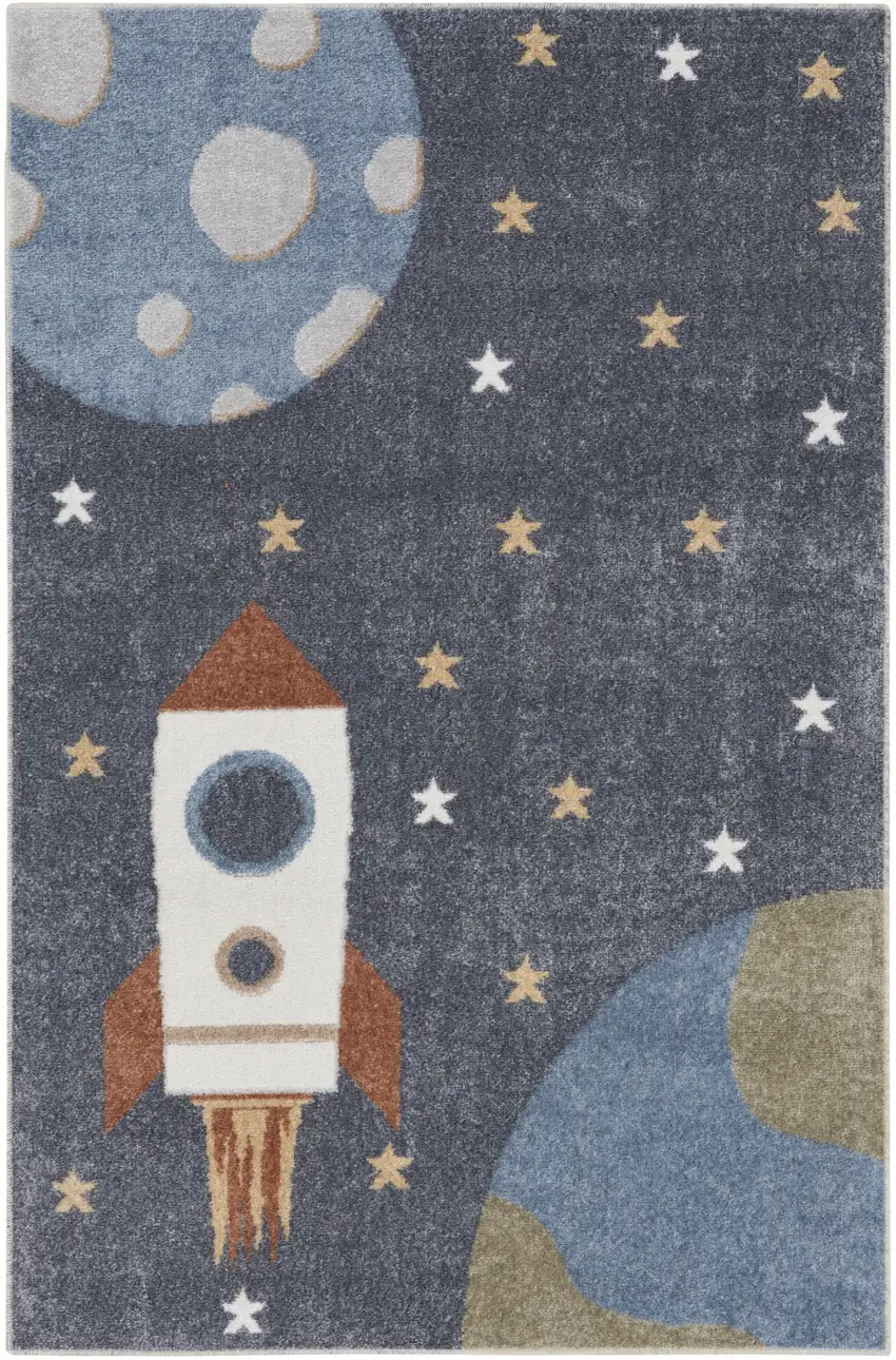 Sky Blue Black And Tan Area Rug Photo 9