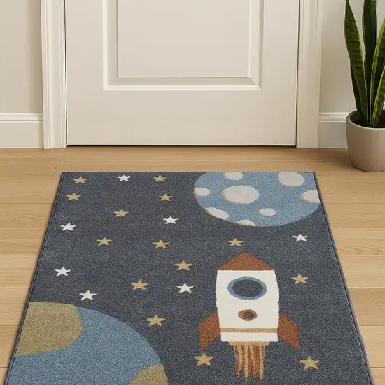 Sky Blue Black And Tan Area Rug Photo 1