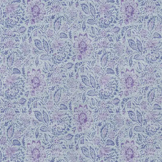 Sky Blue Blue And Purple Floral Washable Indoor Outdoor Area Rug Photo 5