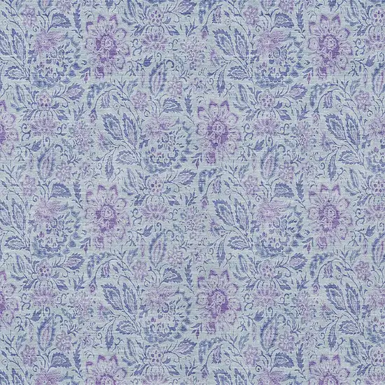 Sky Blue Blue And Purple Floral Washable Indoor Outdoor Area Rug Photo 5