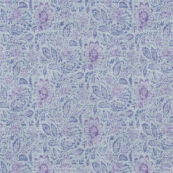 Sky Blue Blue And Purple Floral Washable Indoor Outdoor Area Rug Photo 5